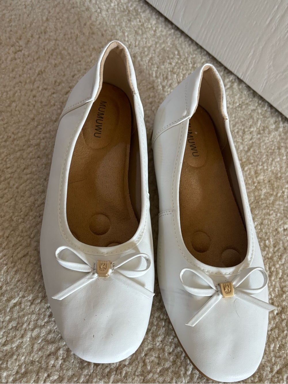 Mimu White Bow Ballet Flats